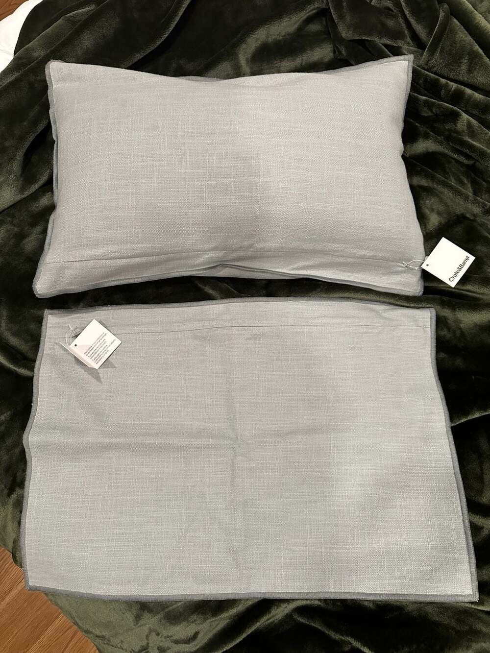 Crate & Barrel Grey Linen-Blend Standard Pillow Sham (15”x22”)